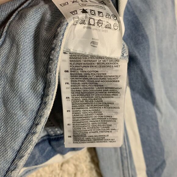 G-Star Raw 3301 Slim Jacket NWT Blue Denim Womens  Small Vesp Stripe Button Up - Picture 7 of 9